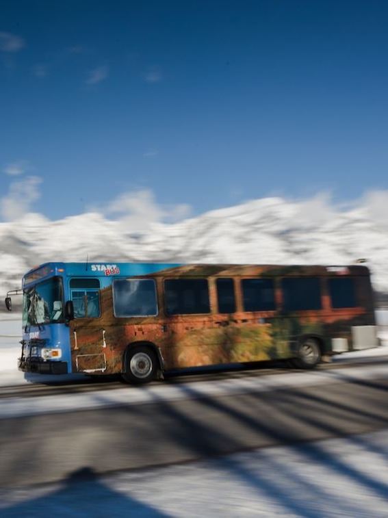 START BUS on Village Road Blurrred