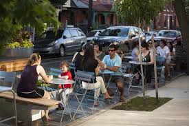 Parklet Pic Bistro Tables People