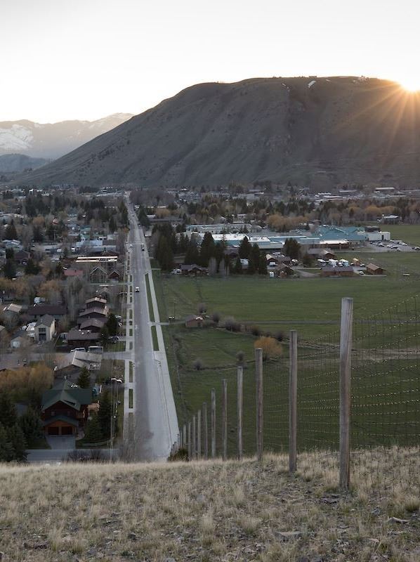 Long View Down Broadway with Elk Refuge at Sunset