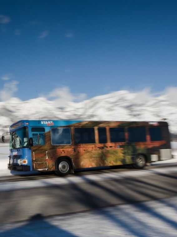 START BUS on Village Road Blurrred