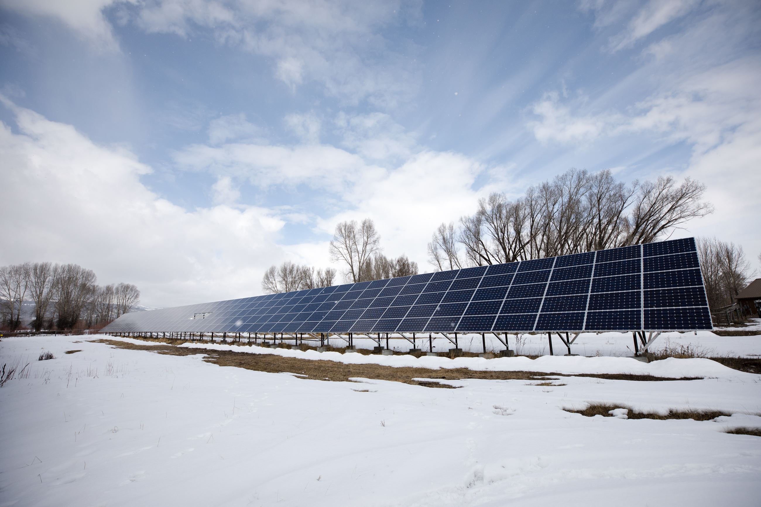Solar Panels at treatment plant with snow on ground