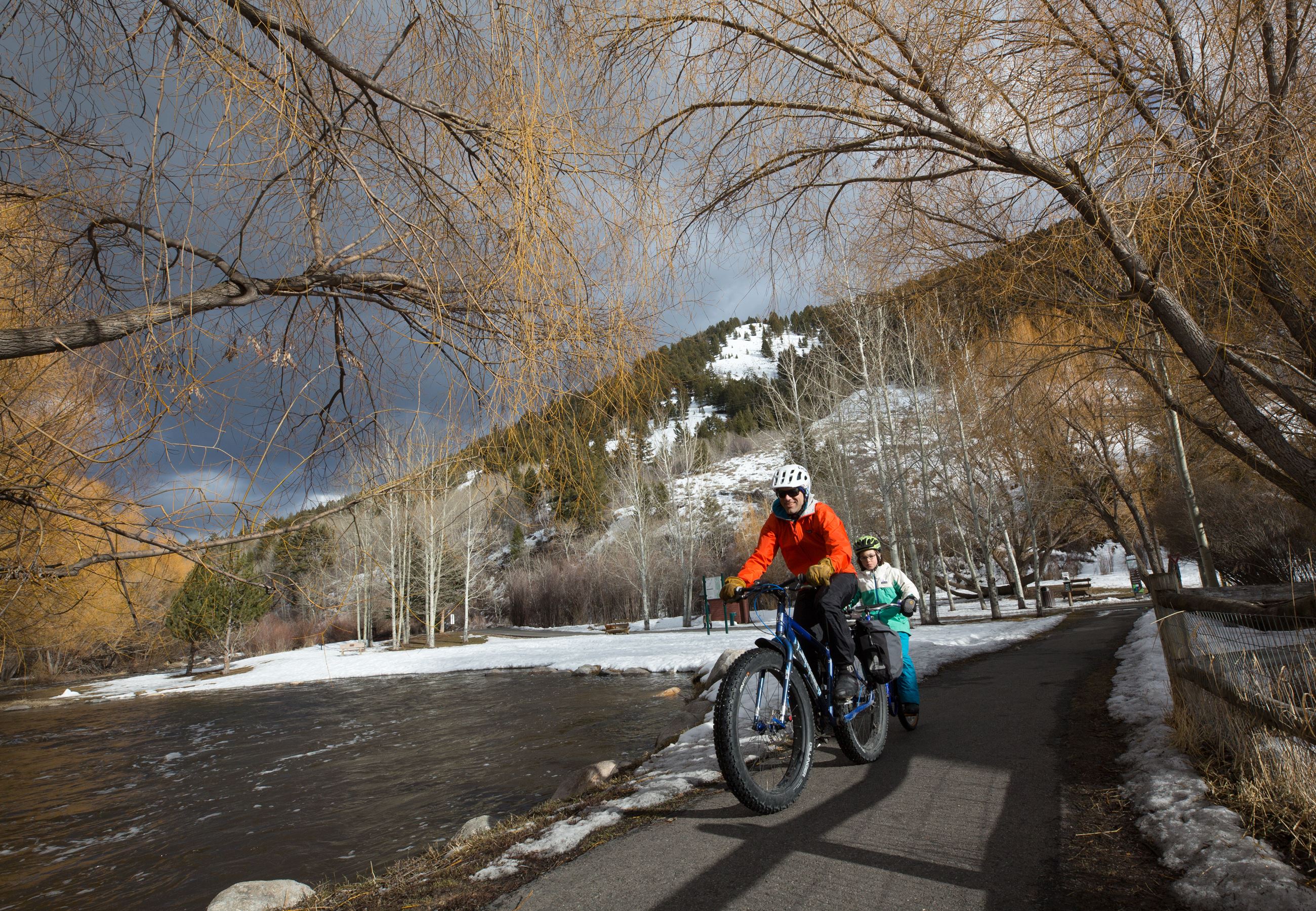Bike Path with Flat Creek snow on ground